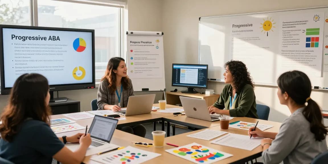 Engaging collaborative workshop on ABA consulting services focusing on emotional connection and effective strategies.