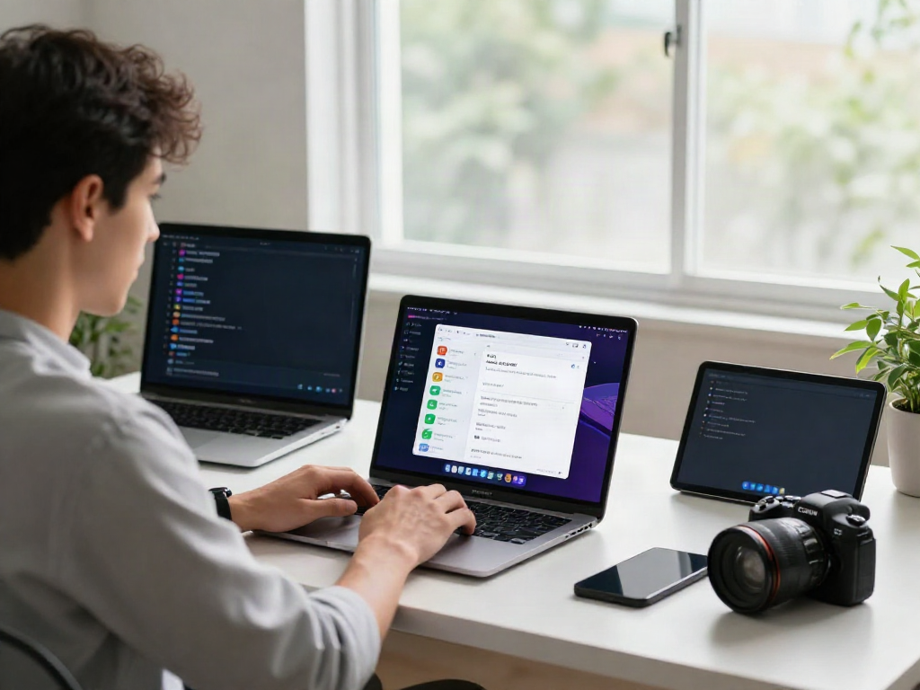 GBApps workspace featuring modern tech setup for GB WhatsApp APK.